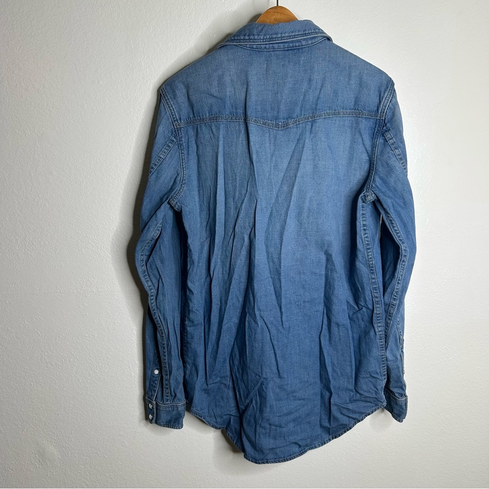 NWT Outerknown 100% Organic Cotton Denim Pearl Snap Button Down Long Shirt - Picture 12 of 16